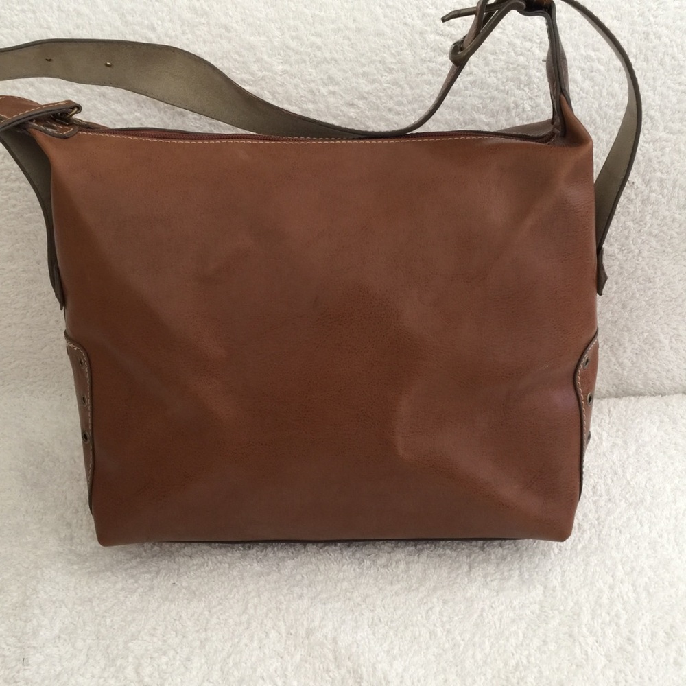 👜 Mondani brown leather handbag w/ shoulder strap
